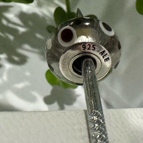 Authentic Retired Pandora White Bubbles Murano Glass Charm - Picture 6 of 12